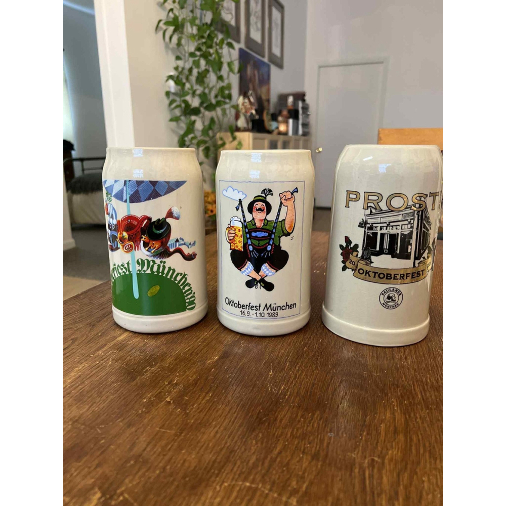 Lot of 3 Oktoberfest München Beer Steins 1989 Rastal 2020 Paulaner Prost Germany